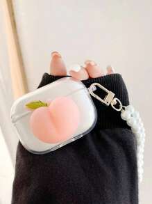 1只可愛的3d桃子形狀防水耳機盒,適用於airpods 1/2代 - 無色 - 查看 8