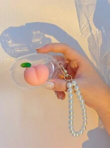 1只可愛的3d桃子形狀防水耳機盒,適用於airpods 1/2代 - 無色 - 查看 5