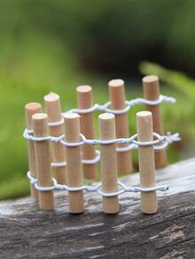 5 件裝苔蘚微景觀木柵欄,微型花園配件,木製工藝裝飾 - 彩色 - 查看 3