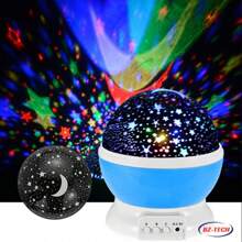 Projetor Luminária Abajur Estrelas Galaxy 360º Céu Estrelado Star Lua Led Festas E Comemorações - Multicolorido - Visão 4
