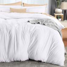 3pcs Queen Size Duvet Cover Bedding Set - 1 Duvet Cover With 2 Pillow Shams - Comforter Cover With Zipper Closure - Ultra Soft Brushed Microfiber - 90 X 90 Inches (White) - White - View 3