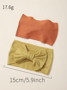 4pcs/Set Solid Color & Striped Wide Edge Elastic Hairband For Kids - Multicolor - View 2