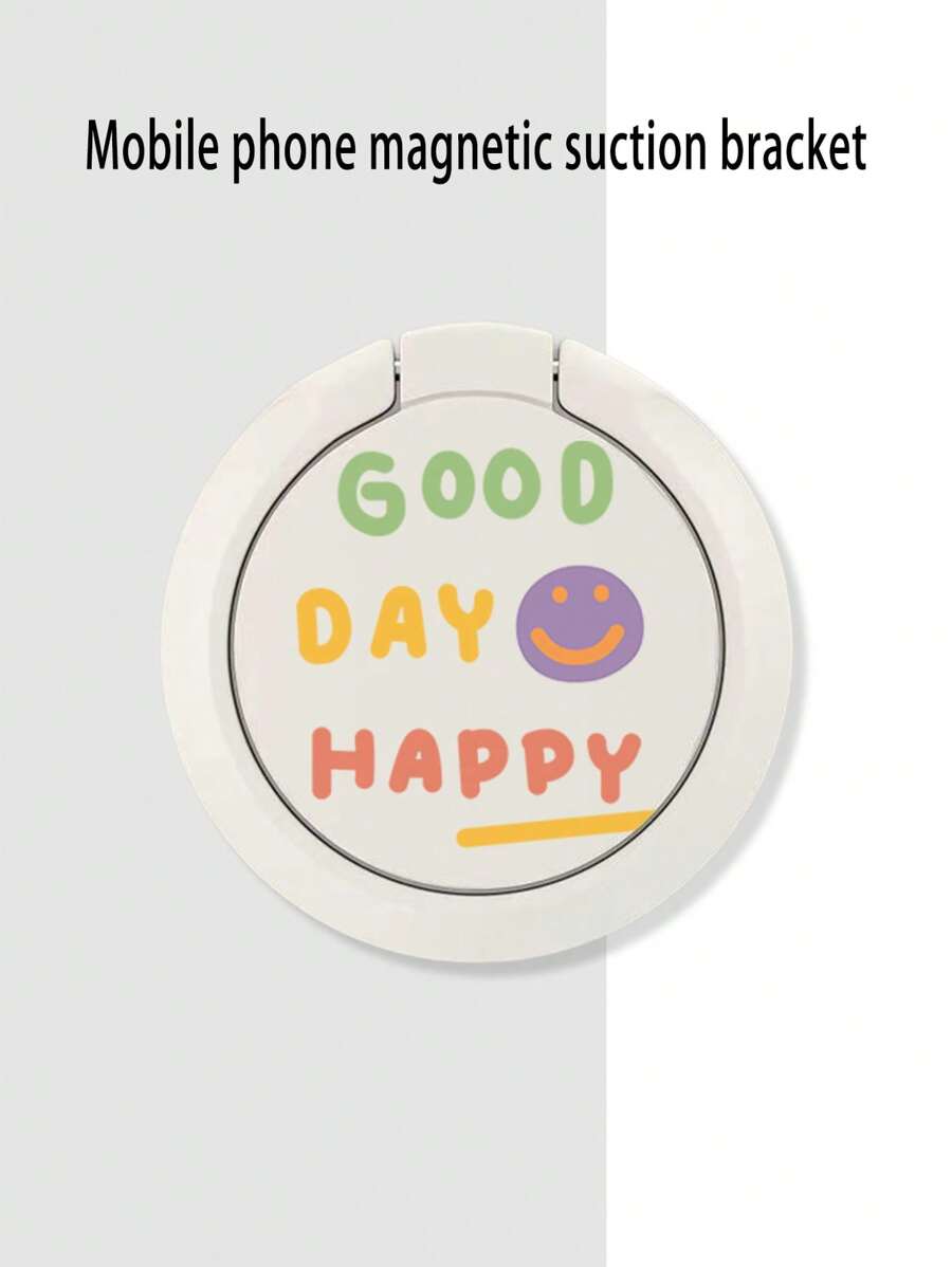 1pc Cat Shaped Mobile Phone Holder With Ring, Durable Back Glue Sticker, Strong & Cute & Personalized Back Ring Buckle - White - View 1