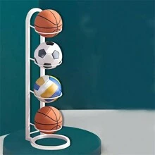 White  Four Layer Ball Storage Rack, Basketball Display Rack, Portable Outdoor Ball Rack Bracket, Used For Basketball, Football, Volleyball - White - View 2