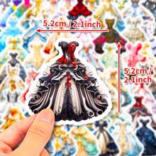 50件衣服貼紙,適用於水瓶、少女、青少年和成年人的美學公主裝貼紙,藝術乙烯基防水貼紙包裝,適用於剪貼簿、筆記本電腦和行李箱 - 彩色 - 查看 4