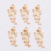 10入組復古合金珠寶配件 Diy 翅膀龍吊墜手工材料 - 古青銅 - 查看 4