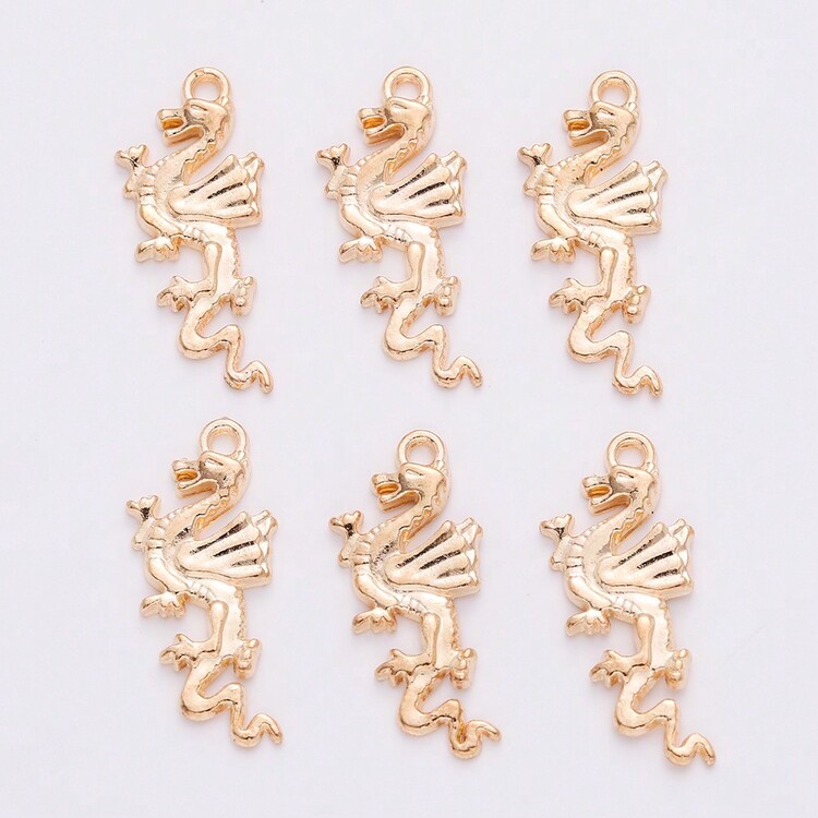 10入組復古合金珠寶配件 Diy 翅膀龍吊墜手工材料 - 古青銅 - 查看 4
