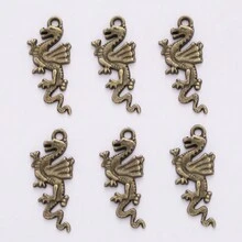 10入組復古合金珠寶配件 Diy 翅膀龍吊墜手工材料 - 古青銅 - 查看 2