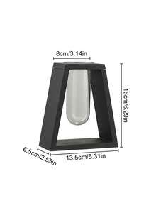 1個木質水耕花瓶，復古風格花瓶，透明玻璃花瓶底座，木製框架，桌上家居裝飾 - 黑色 - 查看 6