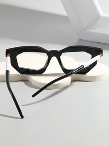 1副男士黑白幾何框歐美異形運動拼色個性街頭風格現代復古眼鏡 - 黑與白 - 查看 3