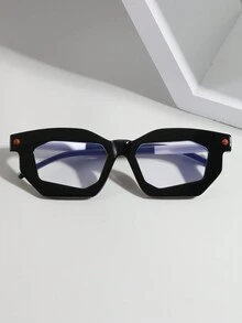 1副男士黑白幾何框歐美異形運動拼色個性街頭風格現代復古眼鏡 - 黑與白 - 查看 2