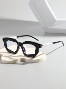 1副男士黑白幾何框歐美異形運動拼色個性街頭風格現代復古眼鏡 - 黑與白 - 查看 1