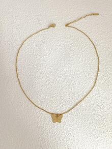 1枚鍍金蝴蝶吊墜鈦鋼項鍊,適合日常佩戴和旅行 - 蝴蝶 - 查看 2