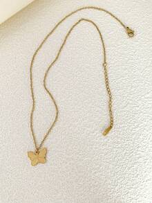 1枚鍍金蝴蝶吊墜鈦鋼項鍊,適合日常佩戴和旅行 - 蝴蝶 - 查看 1