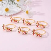 6pcs Valentine's Day Letter LOVE Napkin Rings Table Decoration - Multicolor - View 1