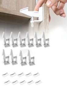 10 Pcs Baby Lock Hidden Design No Tool Needed Baby Proofing Cabinet Latch Locks, Child Home Products For Drawer Cupboard Doors Baby Shower Family Decorations Gifts - White - View 12