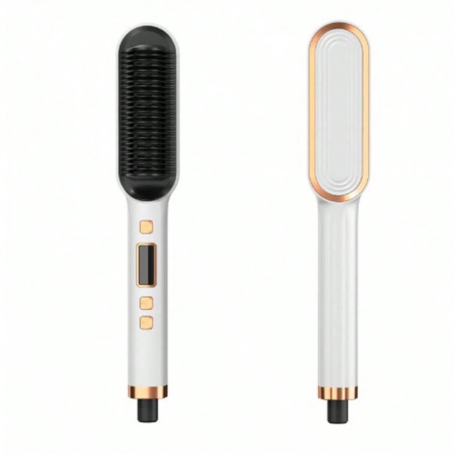 液晶顯示熨髮梳,2合1直/曲,負離子技術,不損傷捲髮棒 - 白色 - 查看 1