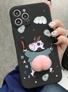 黑色防摔减压软萌奶牛造型保护手机壳,兼容和红米手机,国际版,非国内版 - 彩色 - 查看 3