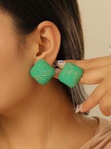 1只女士多色方形鐵線耳環 - 彩色 - 查看 5