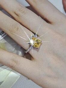 MOONSO 2023 New Design Luxury Ring For Women Wedding Engagement Finger Lady Gift Jewelry R7233 - Yellow - View 9