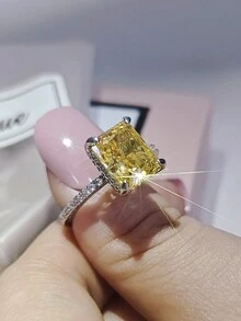 MOONSO 2023 New Design Luxury Ring For Women Wedding Engagement Finger Lady Gift Jewelry R7233 - Yellow - View 7