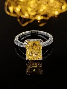 MOONSO 2023 New Design Luxury Ring For Women Wedding Engagement Finger Lady Gift Jewelry R7233 - Yellow - View 1
