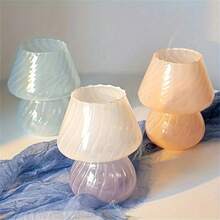 1入組玻璃花瓶蠟燭台兩用,可愛的蘑菇桌燈小花瓶,餐桌ins風格裝飾家居花瓶 - 彩色 - 查看 3