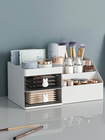 1 pieza Organizador de cosméticos transparente Caja de almacenamiento de escritorio Estante de almacenamiento de papelería, Cesta de almacenamiento de maquillaje Almacenamiento y clasificación de baño Gran capacidad Accesorios de almacenamiento ahorradores de espacio Decoración del hogar Decoración de habitación La inspección aduanera es aplicable a tocador, baño, oficina, mesita de noche, dormitorio Almacenamiento de cosméticos de belleza y maquillaje Cajones deslizantes Decoraciones de otoño Decoración de festivales Decoración de habitaciones Decoración del hogar Decoración de otoño Decoración de dormitorio