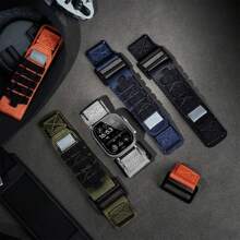 1入組升級版尼龍鉤面黑色手錶帶，適用於Apple Watch Ultra Band + 1入組金屬手錶帶，適用於Apple Watch S9/8/7/6/Se + 1入組矽膠保護膜，鈦色，適用於Apple Watch Ultra Band - 黑色 - 查看 1