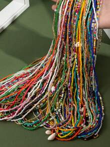 Multi-Pack Random Mix-Color Popular Bohemian Rainbow Acrylic Beads Chain Body Jewelry Belly Chain For Women, Gift - Multicolor - View 1