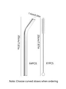 4pcs Glass Boba Straws Set, Including 1 Cleaning Brush, For Bubble Tea Smoothie Milkshake,Kitchen,Christmas Gift - Clear - View 6