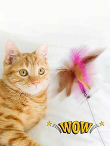 1入互動式貓玩具,帶有貝爾的貓棒,配備寵物項圈培訓玩具,貓用品 - 粉色 - 查看 3