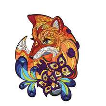 有趣的動物主題木製拼圖玩具,獨特形狀的木製積木玩具,教育性的100到300塊木製游戲積木玩具 - 米色 - 查看 1