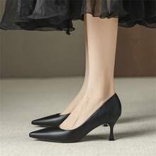 New Arrival Nude Color High Heels For Women, Thin Heel & Pointed Toe, Comfortable And Elegant Pumps For Office Work, Black Color Also Available - Black - View 5