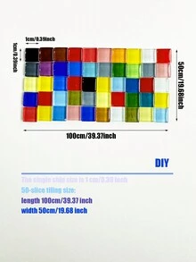 1pack/50pcs Square Mosaic Stickers For Diy Crafts, Colorful Asymmetric Shaped Mosaic Tiles As Material - Cadet Blue - View 4