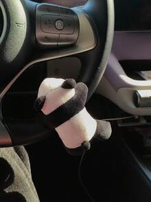 1pc Cute Panda Shaped Car Decoration Ornament - Black and White - View 3