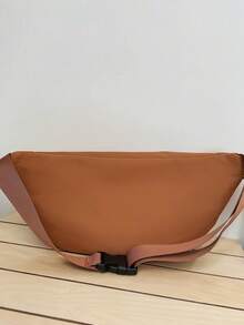 1個純色尼龍材質多功能男士胸包,適用於旅行和上下班通勤,腰包單肩側背包。適用於情人節禮物 - 棕色 - 查看 8