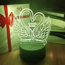 1入組天鵝造型3d夜燈,rgb觸控控制,適合家庭禮物,創意家居裝飾夜燈 - 七彩款 - 查看 6