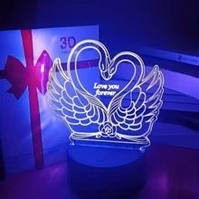 1入組天鵝造型3d夜燈,rgb觸控控制,適合家庭禮物,創意家居裝飾夜燈 - 七彩款 - 查看 9