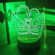 1入組天鵝造型3d夜燈,rgb觸控控制,適合家庭禮物,創意家居裝飾夜燈 - 七彩款 - 查看 10