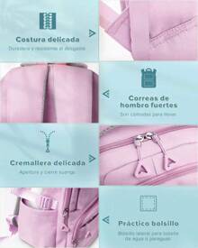 Mochila Escolar Viaje Bolsa P/ Laptop 15.6 Inch Iforu 30l - Rosa Pálido - Ver 4