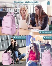 Mochila Escolar Viaje Bolsa P/ Laptop 15.6 Inch Iforu 30l - Rosa Pálido - Ver 7