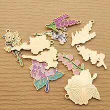 5pcs Flower Charm For Jewelry Making Enamel Pendant Zinc Alloy Gold Plated - Multicolor - View 9