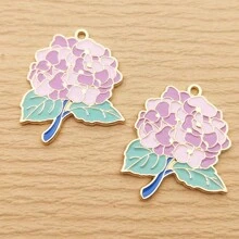 5pcs Flower Charm For Jewelry Making Enamel Pendant Zinc Alloy Gold Plated - Multicolor - View 8