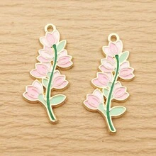 5pcs Flower Charm For Jewelry Making Enamel Pendant Zinc Alloy Gold Plated - Multicolor - View 7