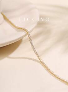 FICCINO Ficcino Gold-Plated Cubic Zirconia Set Square Buckle Bracelet, Simple But Elegant Women's Bracelet For Daily Wear