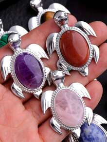 1 件天然石材吊墜可愛海龜治癒水晶時尚吊墜項鍊,diy 裝飾珠寶房間裝飾吊墜節日派對派對珠寶禮品 - 項鍊 - 查看 6