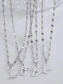 1pc Simple Stainless Steel 26 English Alphabet Pendant Necklace, Ideal Gift For Friends - Yellow Gold - View 10