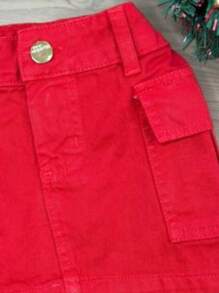 Tween Girls Denim Two-Piece Outfits - 紅白色 - 查看 4