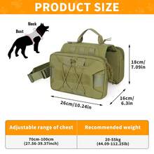 Huntvp Tactical Dog Backpack 1000d Dog Harness Adjustable With Handle Molle Saddlebag For Medium & Large Dogs, Hunting, Training, Hiking, Outdoor - Army Green - View 3